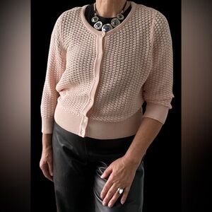 Knit short cardigan 100% cotton, EUC soft peach colour, Size XL